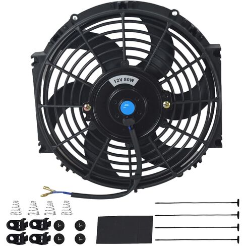 7 Inch Slim Fan Push Pull Electric Radiator Cooling Fans 800+ CFM Thermostat 12V 80W Motor Universal High Performance Cooling Fan Mount Kit Black in Kuwait