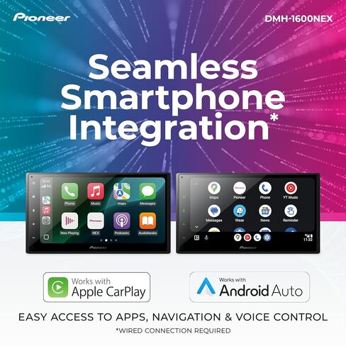 Pioneer DMH-W3050NEX 6.8" Double Din Multimedia Digital Media Receiver, Wireless Apple CarPlay and Android Auto, HD Radio, Bluetooth, Backup Camera Compatible, Touchscreen, One Touch Navigation in Kuwait