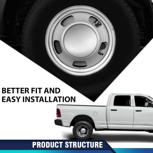 PIT66 Rear Wheel Chrome Center Hub Cap, Compatible with 03-17 Dodge Ram 3500 1-Ton Dually 8-Lug 5 Slot 17" Steel Rear Wheels 1 Pair in Saudi Arabia