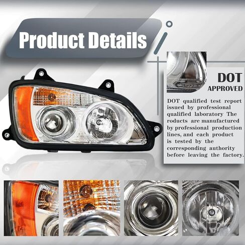 Pair of Headlights Compatible with Kenworth T660 T170 T270 T370 T440 T470 T700, Front Headlight Assembly Set - Driver & Passenger Side, DOT Approved, Includes All Bulbs in Saudi Arabia