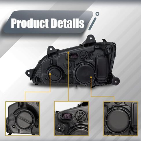 Pair of Headlights Compatible with Kenworth T660 T170 T270 T370 T440 T470 T700, Front Headlight Assembly Set - Driver & Passenger Side, DOT Approved, Includes All Bulbs in Saudi Arabia