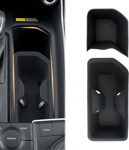 2PCS Silicone Central Console Cup Holder & Storage Mat Console Insert Organizer for 2024 2025 2026 Toyota Grand Highlander/Hybrid, Anti-Slip Waterproof Storage Accessories (Black) in Saudi Arabia