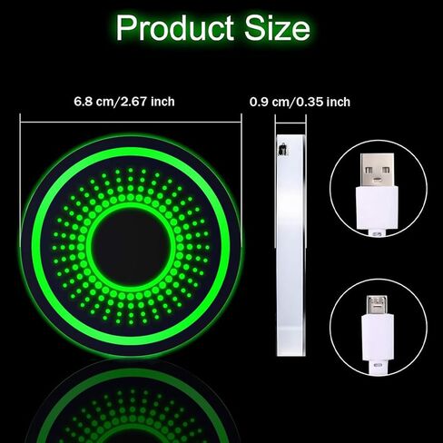 LED Car Cup Holder Lights,2 PCS 7 Colors Luminescent Light Cup Pad,USB Charging Car Coasters,Luminescent Cup Pad Interior Atmosphere Lamp Decoration Light in Saudi Arabia