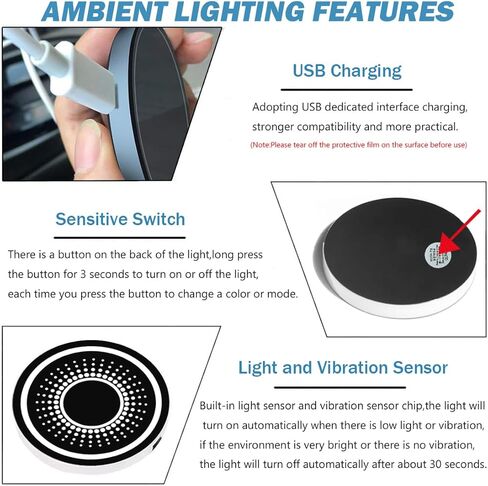 LED Car Cup Holder Lights,2 PCS 7 Colors Luminescent Light Cup Pad,USB Charging Car Coasters,Luminescent Cup Pad Interior Atmosphere Lamp Decoration Light in Saudi Arabia