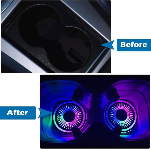LED Car Cup Holder Lights,2 PCS 7 Colors Luminescent Light Cup Pad,USB Charging Car Coasters,Luminescent Cup Pad Interior Atmosphere Lamp Decoration Light in Saudi Arabia