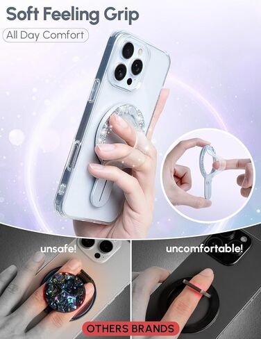 MagSafe Phone Grip for iPhone - Magnetic Phone Ring Holder Detachable for iPhone 16 - Comfortable Finger Phone Ring Grip for Apple 15/14/13/12,Black in Saudi Arabia