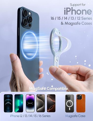 MagSafe Phone Grip for iPhone - Magnetic Phone Ring Holder Detachable for iPhone 16 - Comfortable Finger Phone Ring Grip for Apple 15/14/13/12,Black in Saudi Arabia