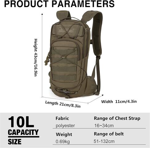 Mardingtop10L Small Tactical Molle Hydration Backpack,Cycling Backpack for Biking,Cycling and Running EDC Dayback in Kuwait