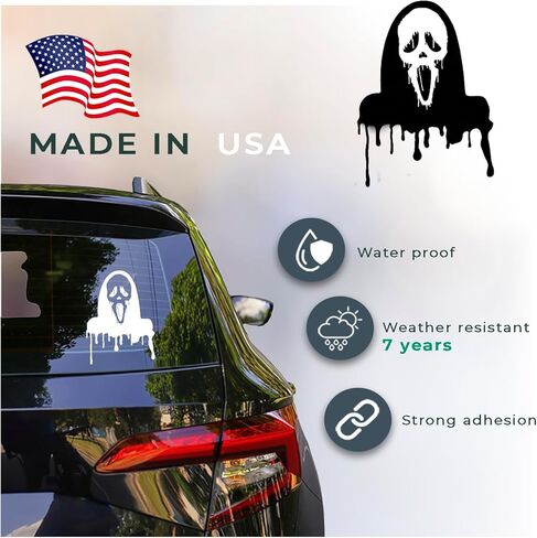 (2 Pcs, 3.5'' x 6.8'', 1 Black, 1 White) â€“ No Background â€“ Durable and Waterproof of Ghostface, Scream Car Decal, Horror Movie Sticker Decal for Laptops, Water Bottles, Cars, Trucks, Wall Ideal Gi in Saudi Arabia