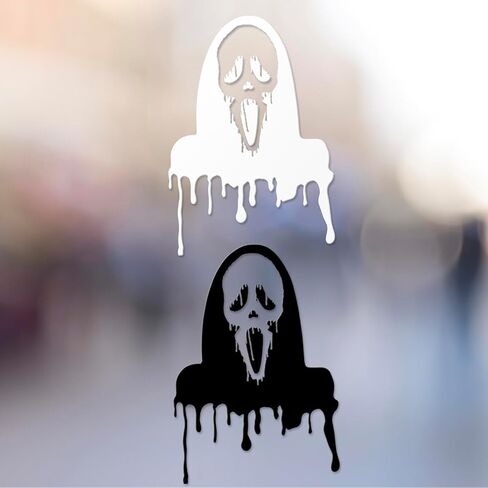 (2 Pcs, 3.5'' x 6.8'', 1 Black, 1 White) â€“ No Background â€“ Durable and Waterproof of Ghostface, Scream Car Decal, Horror Movie Sticker Decal for Laptops, Water Bottles, Cars, Trucks, Wall Ideal Gi in Saudi Arabia