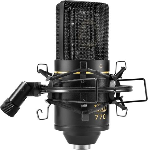 حزمة ميكروفون مكثف متعدد الأنماط MXL 770X مع حامل للصدمات، وفلتر بوب، وكابل XLR مقاس 20 بوصة | تسجيل بجودة الاستوديو والألعاب والبث (أسود) in Saudi Arabia