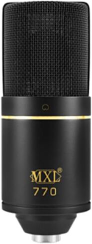 حزمة ميكروفون مكثف متعدد الأنماط MXL 770X مع حامل للصدمات، وفلتر بوب، وكابل XLR مقاس 20 بوصة | تسجيل بجودة الاستوديو والألعاب والبث (أسود) in Saudi Arabia