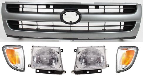 Garage-Pro Headlights Assembly Kit For Toyota Tacoma DLX SR5 Base 1997-2000 Halogen W/Corner Light, Grille Assembly, RWD, Built To September 2000, Replaces# 8111004090 in Saudi Arabia