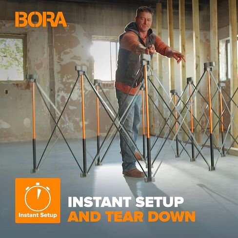 سطح طاولة قابل للطي على شكل حرف T من BORA Centipede لخيول Bora Centipede Work Stand - فتحات للكلاب مقاس 24 بوصة × 48 بوصة 3/4 بوصة - تتضمن سطحًا خشبيًا + 6 أقفال سريعة الالتواء للإعداد السريع والمحمول، CK24T in Saudi Arabia