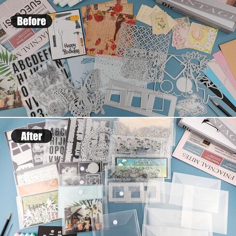 BAOFALI 200 Pcs/Set 7x9.4inch/7x5inch Clear Stamp and Die Storage Pockets, Stamp Storage Bags, Plastic Envelopes, DIY Scrapbooking Storage Die Cuts for Stencil Storage Card Making Cutting Dies in Saudi Arabia