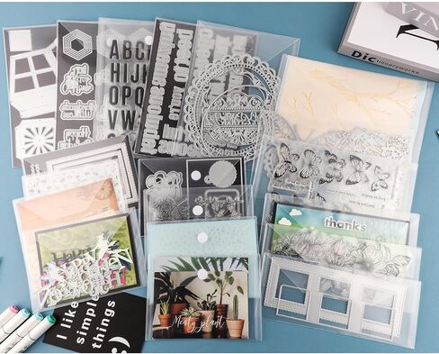 BAOFALI 200 Pcs/Set 7x9.4inch/7x5inch Clear Stamp and Die Storage Pockets, Stamp Storage Bags, Plastic Envelopes, DIY Scrapbooking Storage Die Cuts for Stencil Storage Card Making Cutting Dies in Saudi Arabia