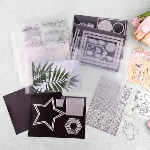 BAOFALI 200 Pcs/Set 7x9.4inch/7x5inch Clear Stamp and Die Storage Pockets, Stamp Storage Bags, Plastic Envelopes, DIY Scrapbooking Storage Die Cuts for Stencil Storage Card Making Cutting Dies in Saudi Arabia