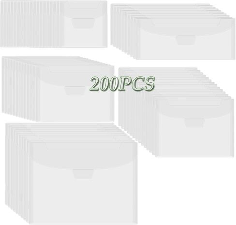 BAOFALI 200 Pcs/Set 5 Sizes Stamp & Die Storage Pockets Resealable Clear Plastic Seal Bags Storagefor Cutting Dies Stamp Crafts for DIY Scrapbooking Paper Card Craft Cutting Dies Storage in Saudi Arabia