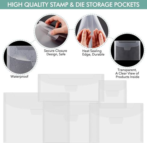 BAOFALI 200 Pcs/Set 5 Sizes Stamp & Die Storage Pockets Resealable Clear Plastic Seal Bags Storagefor Cutting Dies Stamp Crafts for DIY Scrapbooking Paper Card Craft Cutting Dies Storage in Saudi Arabia