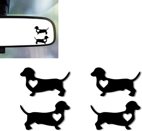 2PCS Dachshund Car Mirror Decal,Rearview Mirrors Sticker,Dachshund Car Accessories Vinyl Cute Cars Stickers and Decals Gifts for Women,Men,Kids,Teens,for Bathroom Decal,Computers in Saudi Arabia