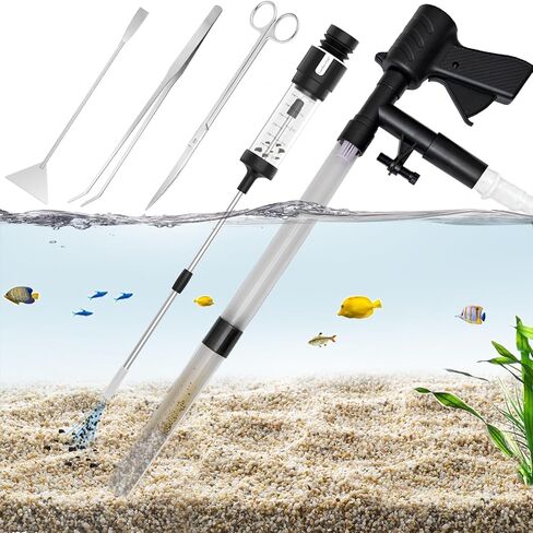 Carefree Fish Aquarium Gravel Cleaner 30In Fish Tank Water Changer Sand Vacuum with 37In Water Pipe Skimmer Net and Long Handle Sponge Alage Scraper in Kuwait