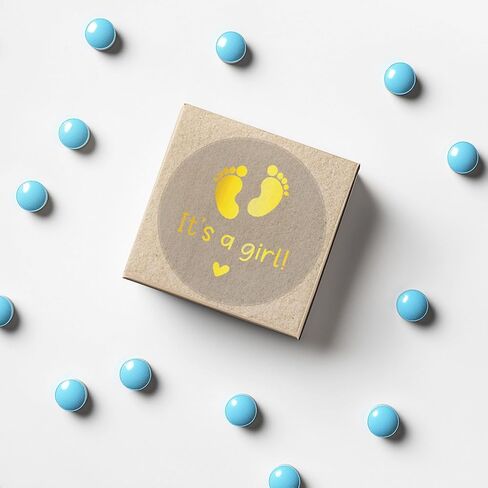 100 × ملصقات jeecalart It's a Girl - ملصقات لحفلات استقبال المولود الجديد وملصقات تكشف عن الجنس - ملصقات مستديرة أنيقة لحقائب الحفلات - 1.6 بوصة (وردي، فتاة) in Kuwait