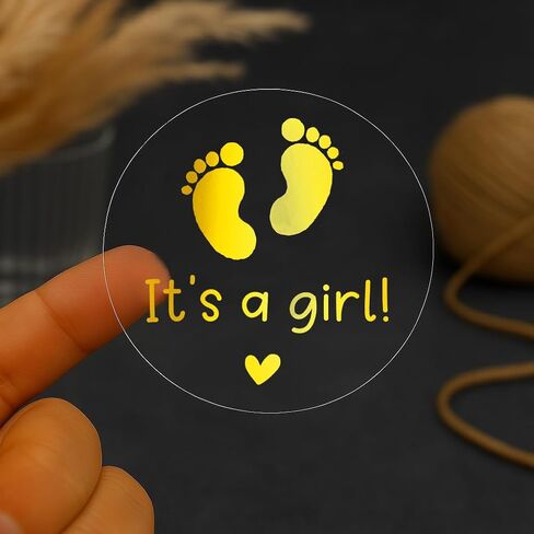 100 × ملصقات jeecalart It's a Girl - ملصقات لحفلات استقبال المولود الجديد وملصقات تكشف عن الجنس - ملصقات مستديرة أنيقة لحقائب الحفلات - 1.6 بوصة (وردي، فتاة) in Kuwait