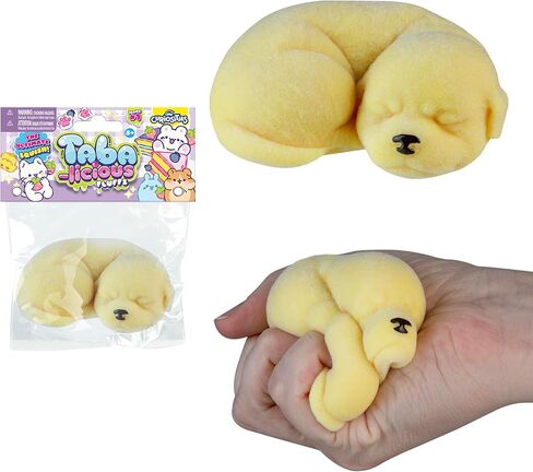 ORB Tabalicious Fluffs TABA Squishy Dog (Yellow) - Fuzzy, Flocked, Cute Animal TABA Squishies Toys - Soft and Sticky Stress Ball Fluff Toys - Kawaii Sensory and Fidget Toys and Gifts Kids and Adults in Saudi Arabia
