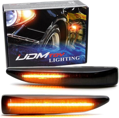 iJDMTOY OEM-Spec Smoked Lens Sequential Blink Amber LED Side Marker Light Assembly Compatible With 2002-2008 BMW E65 E66 E67 7 Series, Powered by 36-SMD LED, Replace OEM Sidemarkers in Saudi Arabia