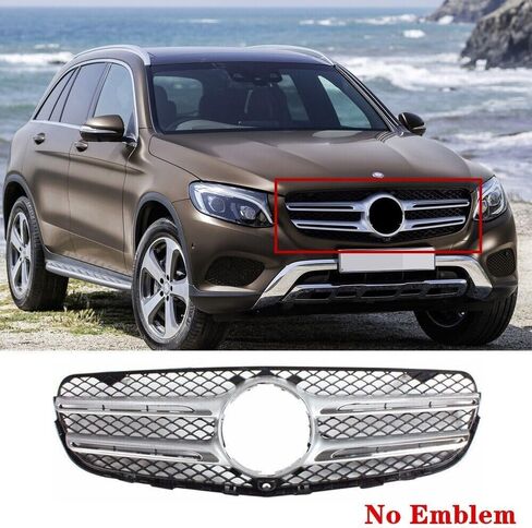 Front Upper Grill Radiator Grille Compatible with Mercedes Benz X253 GLC250 GLC300 GLC350e 2016 2017 2018 2019 (Chrome) in Saudi Arabia