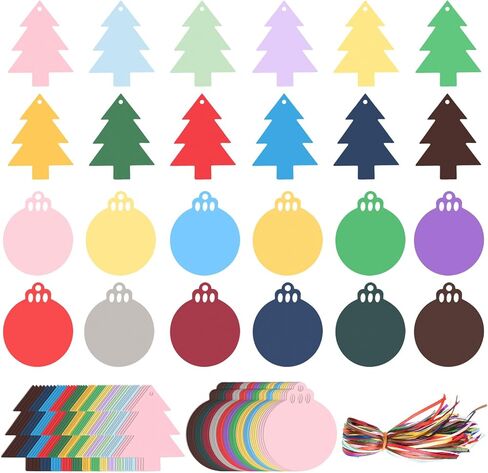MixTeach 240 Pcs Christmas Hanging Gift Tags 120 Pcs Round Ornaments Labels and 120 Pcs Christmas Tree Hanging Labels with 240 Pcs Ribbons for DIY Crafts Christmas Gift Wrapping Favors Party Decor in Saudi Arabia