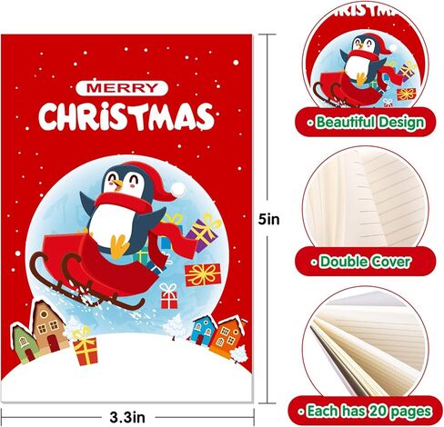 Whaline 24pcs Christmas Mini Notebook Mini Memo Pad Notepads Christmas Theme Pocket Notebook Small Notebook for Xmas Party Favor Supplies Goodie Bag Stuffer for Teens Adults 3.3 x 5in in Saudi Arabia