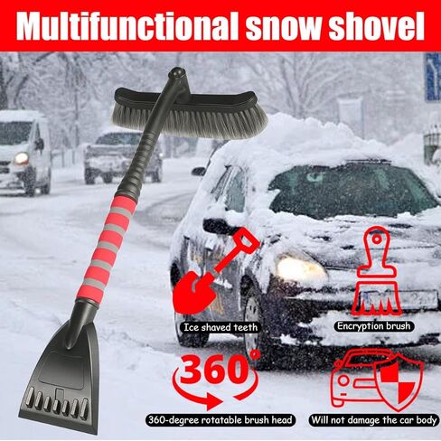Snow Brush and LCE Scraper for Car Windshield, 2 in 1 39" 360° Pivoting Extendable Vehicle Snow Removal Tool with Foam Grip, Detachable Windscreen Scraper Brush, Universal Fit (Yellow/Black) in Saudi Arabia