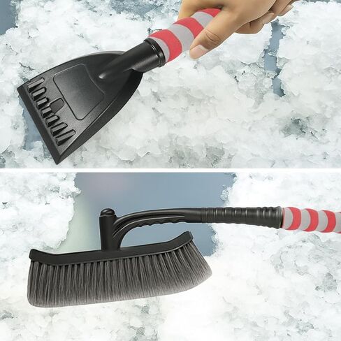 Snow Brush and LCE Scraper for Car Windshield, 2 in 1 39" 360° Pivoting Extendable Vehicle Snow Removal Tool with Foam Grip, Detachable Windscreen Scraper Brush, Universal Fit (Yellow/Black) in Saudi Arabia