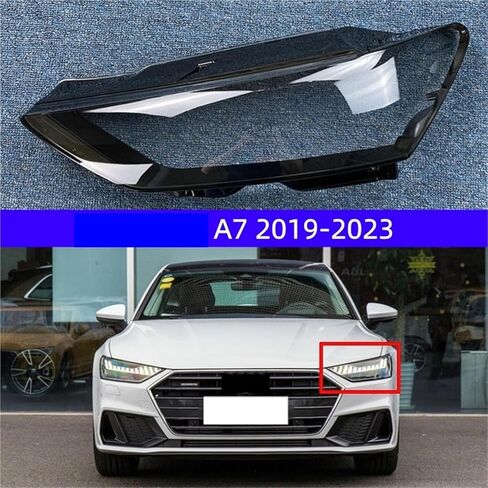 متوافق مع أودي A7 2019 2020 2021 2022 2023 سيارة الجبهة العلوي شفاف عاكس الضوء واضح غطاء المصباح اكسسوارات السيارات (1 قطعة اليمين) in Saudi Arabia