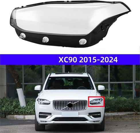 متوافق مع ملحقات فولفو XC90 2015 إلى 2024 للسيارة، استبدل غطاء المصابيح الأمامية الشفاف (يمين) in Saudi Arabia
