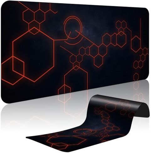 Mouse Pad, Large Gaming Mouse Pad, Rubber Base Office Desk Mat Protector, Laptop Desk Pad-23.6"x 11.8" (Blue-Purple Geometric Pattern) in Saudi Arabia
