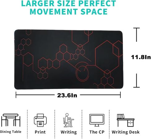 Mouse Pad, Large Gaming Mouse Pad, Rubber Base Office Desk Mat Protector, Laptop Desk Pad-23.6"x 11.8" (Blue-Purple Geometric Pattern) in Saudi Arabia