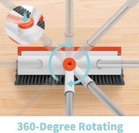 Floor Scrub Brush with Long Handle, 3 in 1 Scrape and Heavy-Duty Stiff Bristle Scrubber Brush for Cleaning Shower Bathroom, Patio, Garage, Kitchen, Wall and Deck in Kuwait