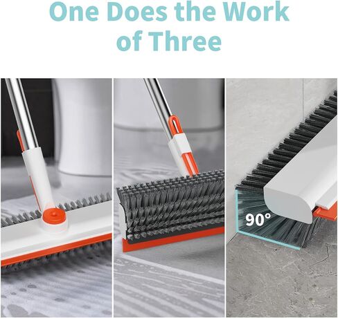 Floor Scrub Brush with Long Handle, 3 in 1 Scrape and Heavy-Duty Stiff Bristle Scrubber Brush for Cleaning Shower Bathroom, Patio, Garage, Kitchen, Wall and Deck in Kuwait