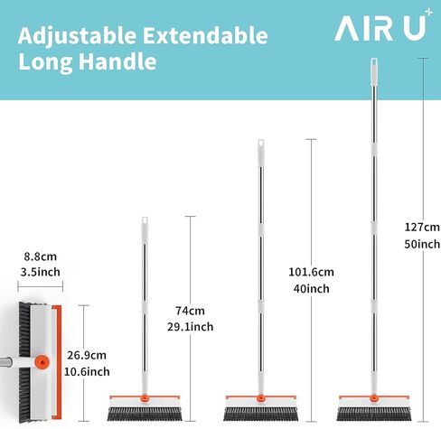 Floor Scrub Brush with Long Handle, 3 in 1 Scrape and Heavy-Duty Stiff Bristle Scrubber Brush for Cleaning Shower Bathroom, Patio, Garage, Kitchen, Wall and Deck in Kuwait