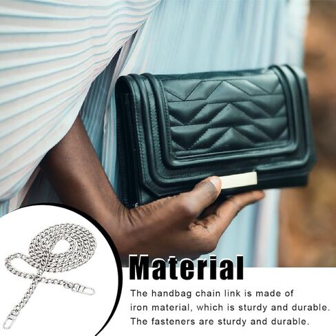120cm Silver Purse Chain, Flat Metal Shoulder Strap for Handbags & Purses, Durable and Stylish Accessory in Saudi Arabia
