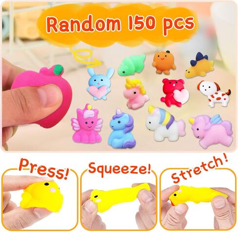 150 Pcs Mochi Squishy Toys Party Favors Mini Squishy Toy Bulk Classroom Prizes Kids Goodie Bag Stuffers for Kids Bulk Christmas in Saudi Arabia