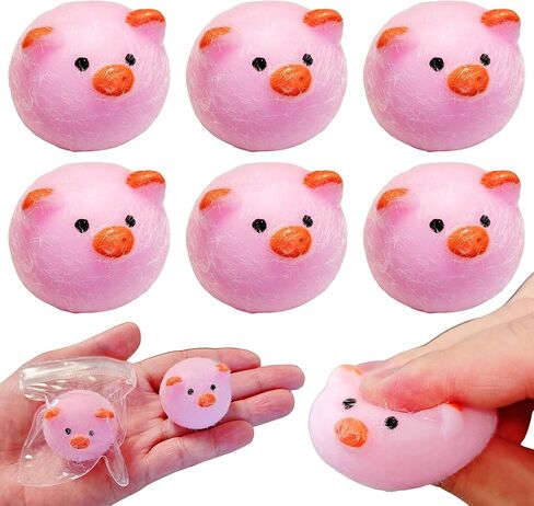 Taba Squishy Pigs 6Pcs Mini Kawaii Pig Squishies Sensory Toys, Fufu Squishy Pig Stress Balls for Kids and Adults, Soft Mochi Fidget Toys for Party Favors Birthday Gifts Classroom Prizes in Saudi Arabia
