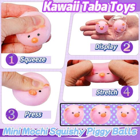 Taba Squishy Pigs 6Pcs Mini Kawaii Pig Squishies Sensory Toys, Fufu Squishy Pig Stress Balls for Kids and Adults, Soft Mochi Fidget Toys for Party Favors Birthday Gifts Classroom Prizes in Saudi Arabia