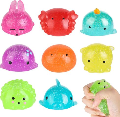 ألعاب Kawaii Ocean Animals Taba Squishy Toys، 8 عبوات من ألعاب تخفيف التوتر اللامعة مع تصميمات الأرنب وسرطان البحر والحوت والأخطبوط وهدايا عيد الميلاد وجوائز الفصل الدراسي in Saudi Arabia