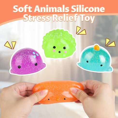 ألعاب Kawaii Ocean Animals Taba Squishy Toys، 8 عبوات من ألعاب تخفيف التوتر اللامعة مع تصميمات الأرنب وسرطان البحر والحوت والأخطبوط وهدايا عيد الميلاد وجوائز الفصل الدراسي in Saudi Arabia
