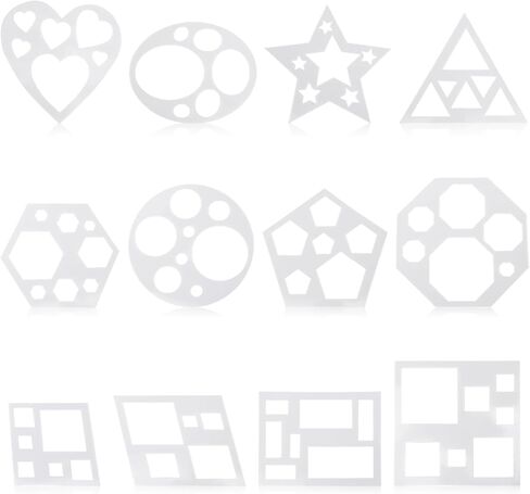 12 PCS Geometric Stencils Shape Stencils Drawing Templates Reusable Hexagon Stencil Square Stencil for Drawing Crafts Art DIY Gifts (White) in Saudi Arabia