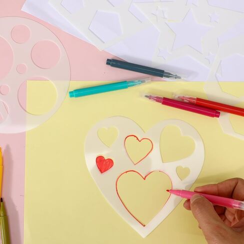 12 PCS Geometric Stencils Shape Stencils Drawing Templates Reusable Hexagon Stencil Square Stencil for Drawing Crafts Art DIY Gifts (White) in Saudi Arabia