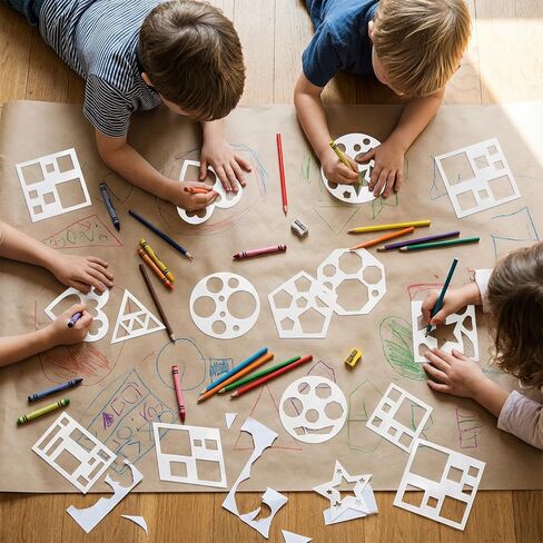 12 PCS Geometric Stencils Shape Stencils Drawing Templates Reusable Hexagon Stencil Square Stencil for Drawing Crafts Art DIY Gifts (White) in Saudi Arabia